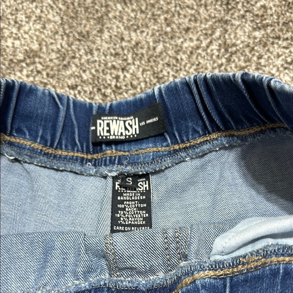 Rewash Blue Ankle Cropped Jeans with Distressed Details SMALL drawstring waist - Picture 10 of 14